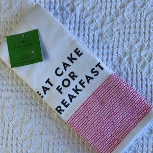 Kate Spade White Pink Kitchen  Towels Eat Cake For Breakfast